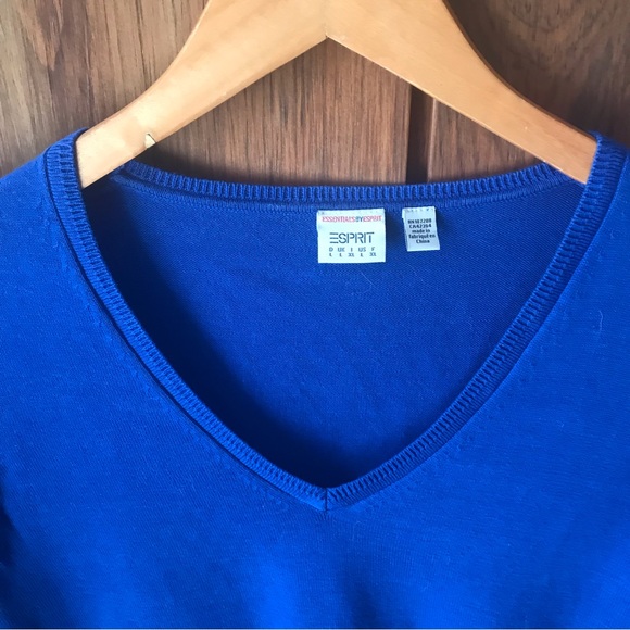 Esprit Royal Blue V-Neck Ladies’ Sweater - Size Large - Picture 4 of 8